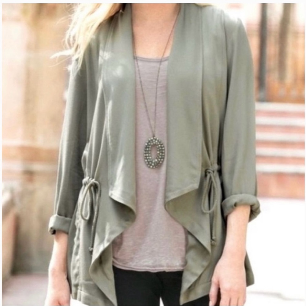 Soft Surroundings Light Olive Khaki Chelsea Cardigan - Size Medium